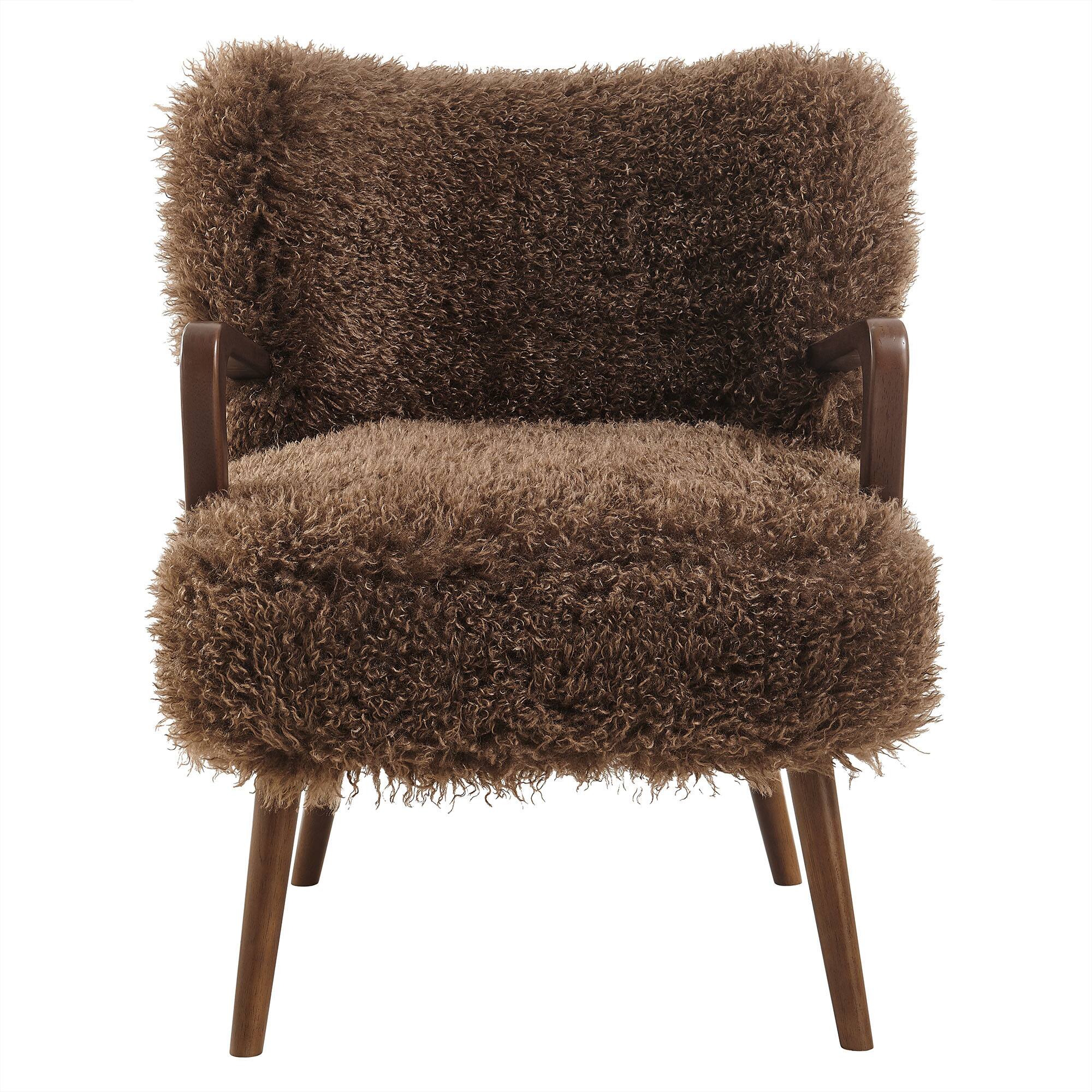 Alt View 4. Modway - Zerra Faux Shearling Accent Armchair by Modway - Brown.