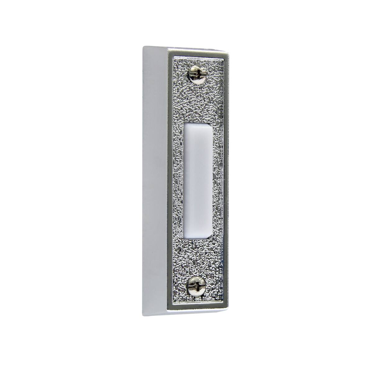 Front. IQ America - IQ America Wired Lighted Plastic Silver with White Pushbutton Doorbell - Silver.