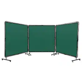 VEVOR - Welding Screen with Frame, 6' x 6' 3 Panel Welding Curtain Screens, Flame-Resistant Vinyl Welding Protection Screen - Green