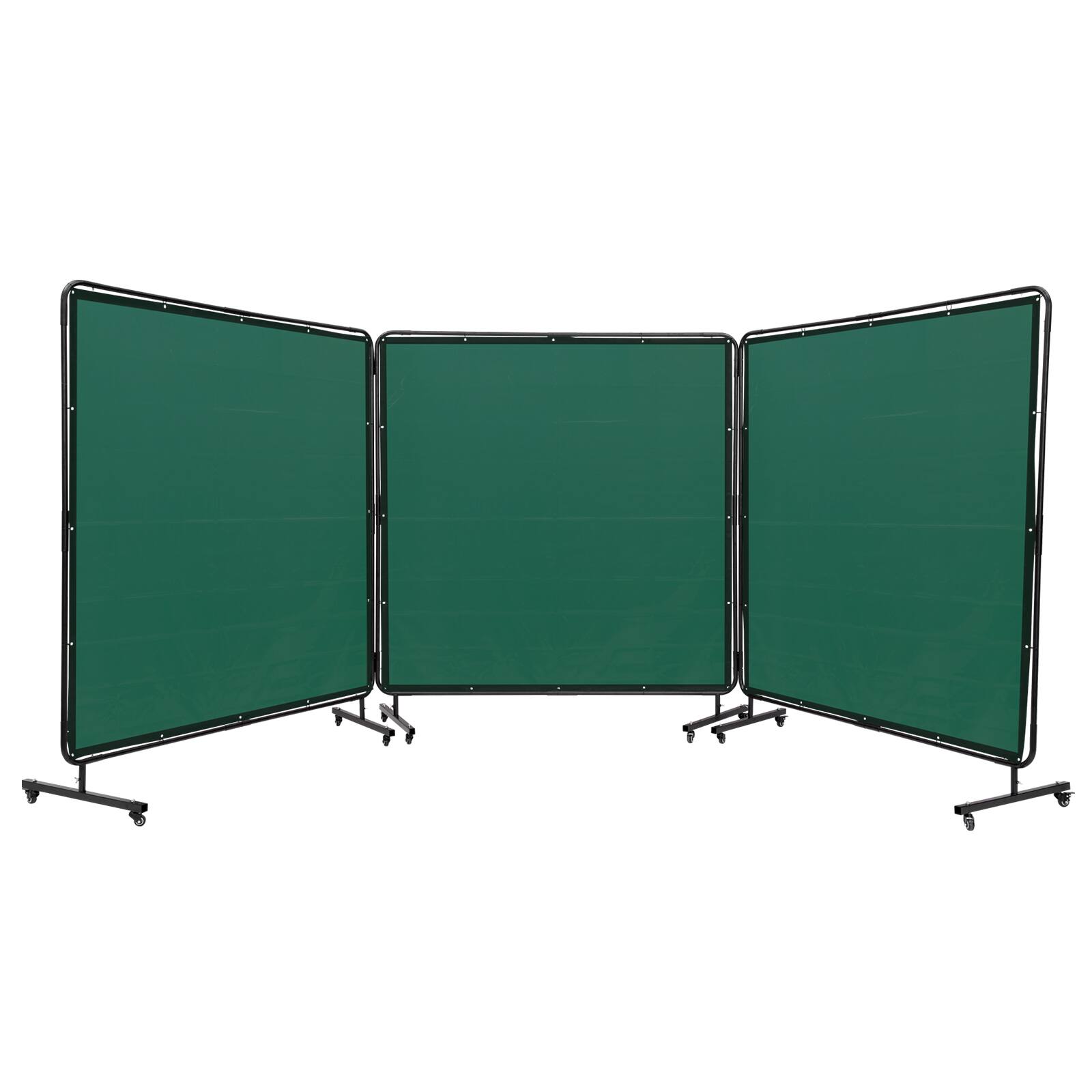 Front. VEVOR - Welding Screen with Frame, 6' x 6' 3 Panel Welding Curtain Screens, Flame-Resistant Vinyl Welding Protection Screen - Green.