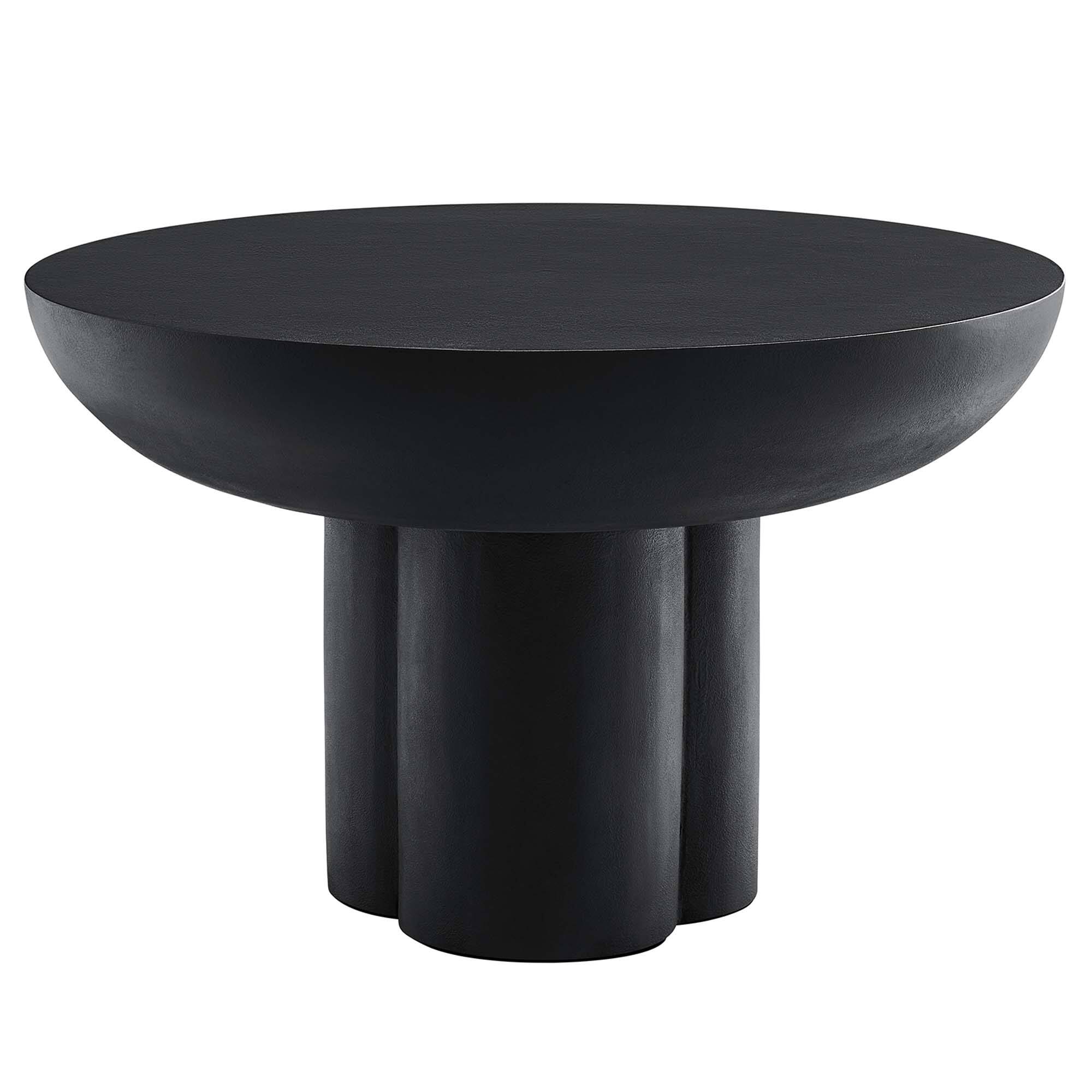 Angle. Modway - Caspian Round Concrete Coffee Table by Modway - Black.
