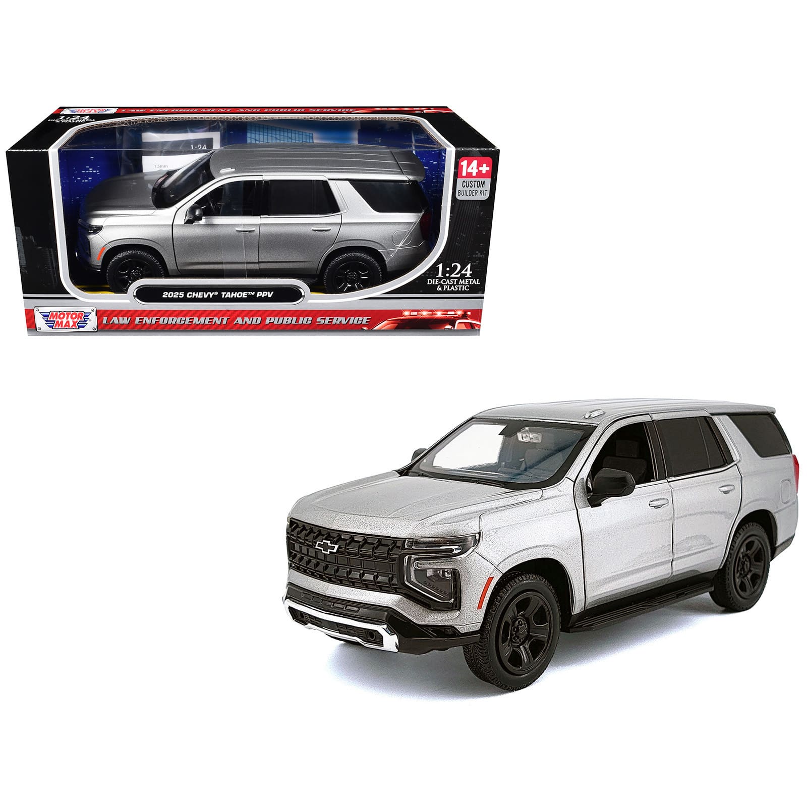 "2025 Chevrolet Tahoe PPV Silver Metallic ""Custom Builder's Kit"" Series 1/24 Diecast Model Car by Motormax" price history on PriceWatchPro