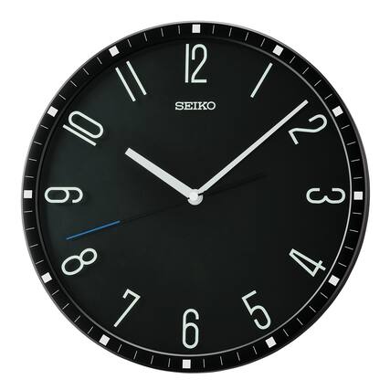 Front. Seiko - Seiko 12" Derby Wall Clock, Black - Black.