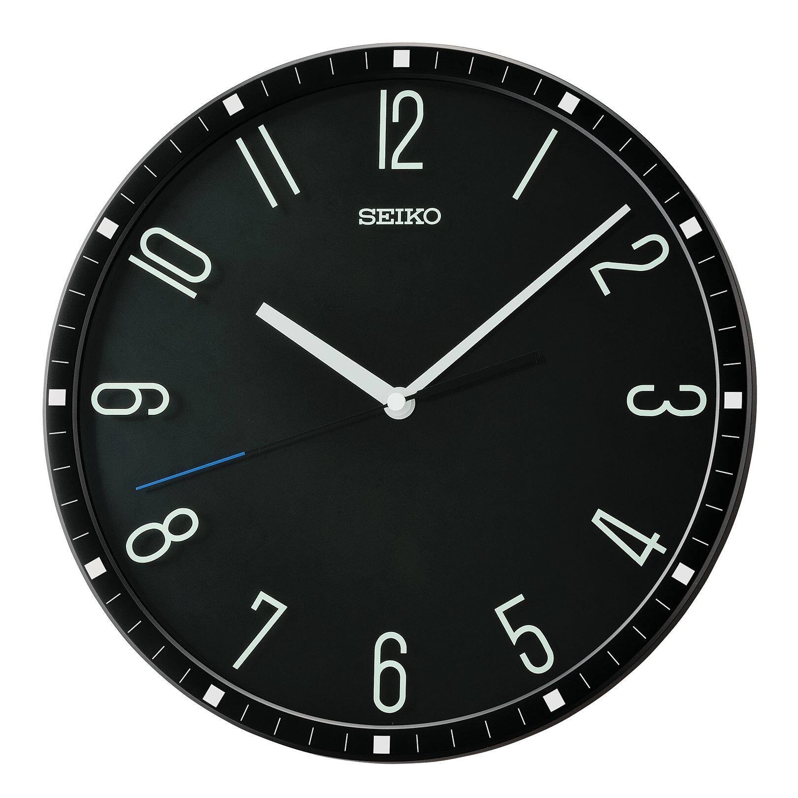 Front. Seiko - Seiko 12" Derby Wall Clock, Black - Black.