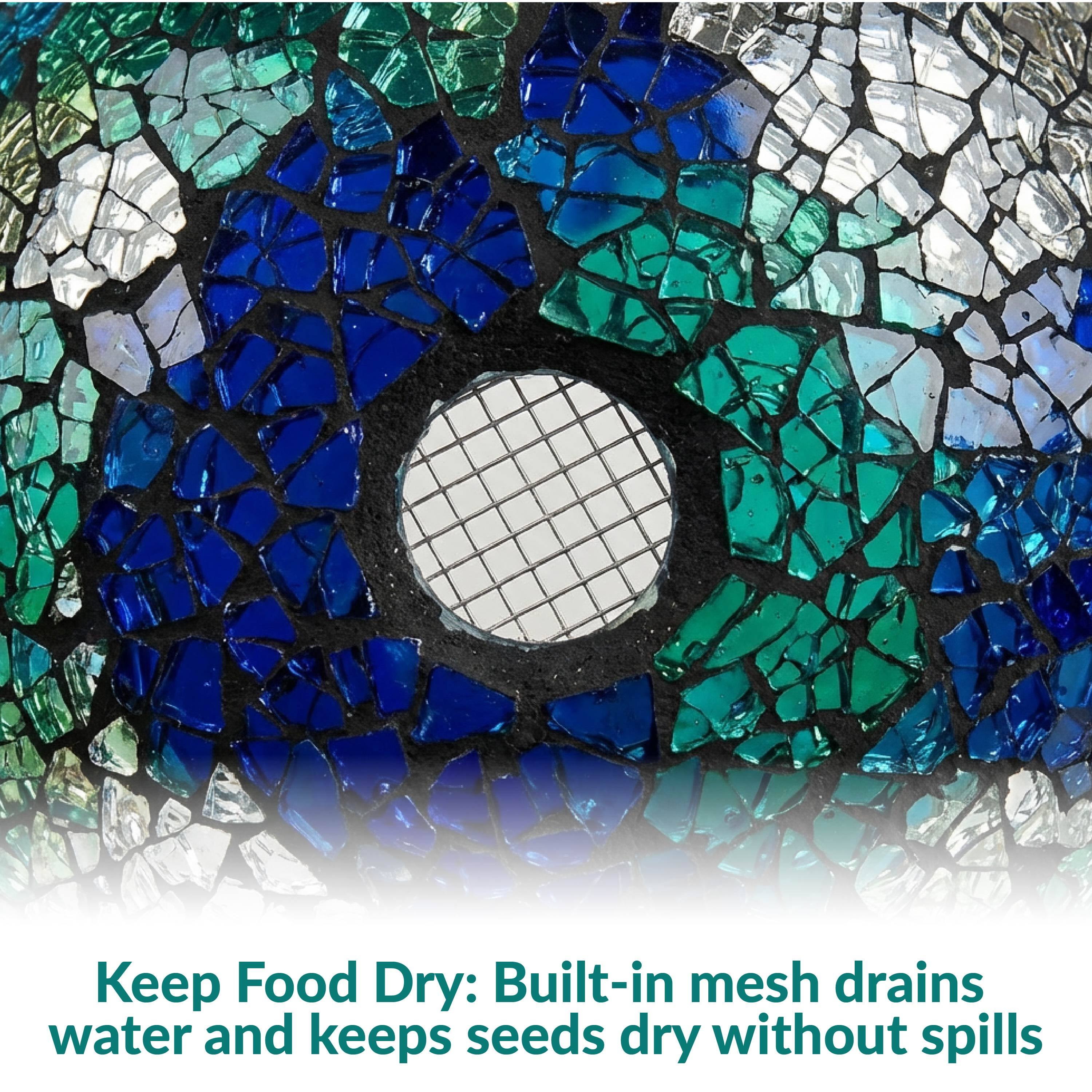 Keep Food Dry: Built-in mesh drains water and keeps seeds dry without spills