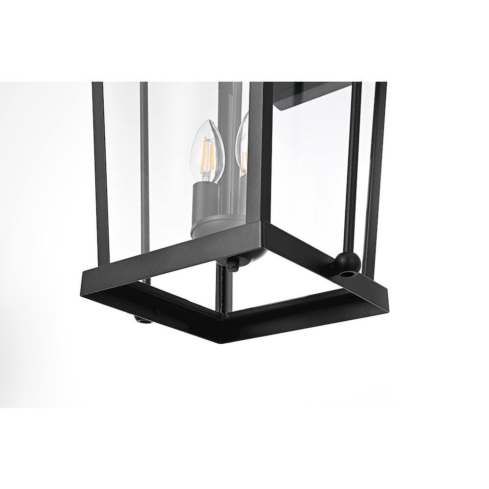 Alt View 1. Elegant Lighting - Luz 24 inch Outdoor Wall sconce in Black - Black And Clear.