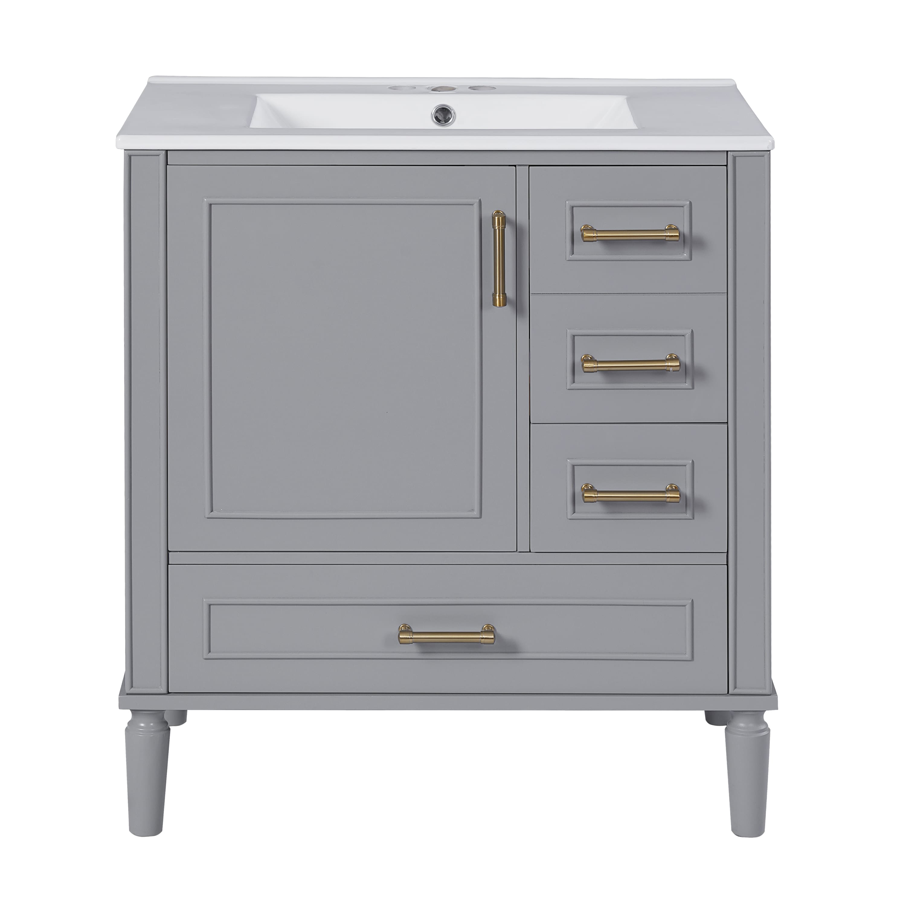 30" Bathroom Vanity with Sink, Soft-Close Doors, Deep and Standard Drawers, Modern Storage Cabinet