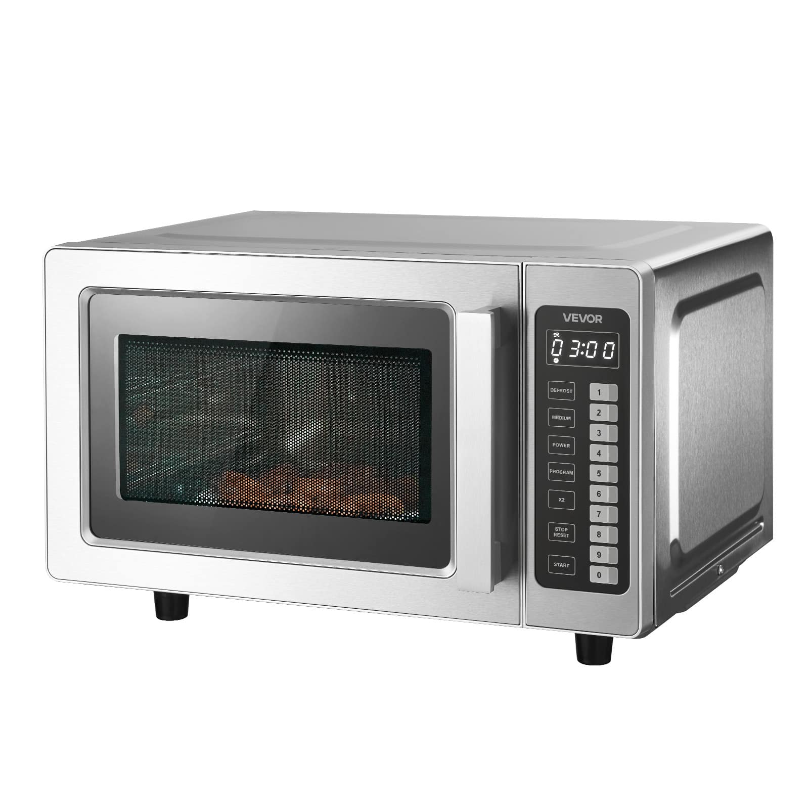 VEVOR - Countertop Microwave Oven, 0.9 Cu Ft, 1000W Digital Stainless Steel Microwave Oven with Touchscreen, 10 Cooking Presets - Silver