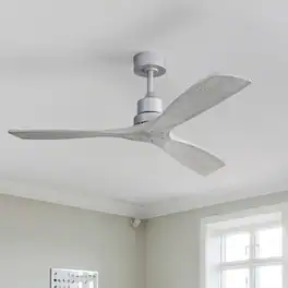 Sofucor - 52'' Solid Wood Ceiling Fans No Light-Outdoor Ceiling Fan with Remote Reversible DC for Bedroom Indoor Patios Farmhouse - Silver- Grey Wood