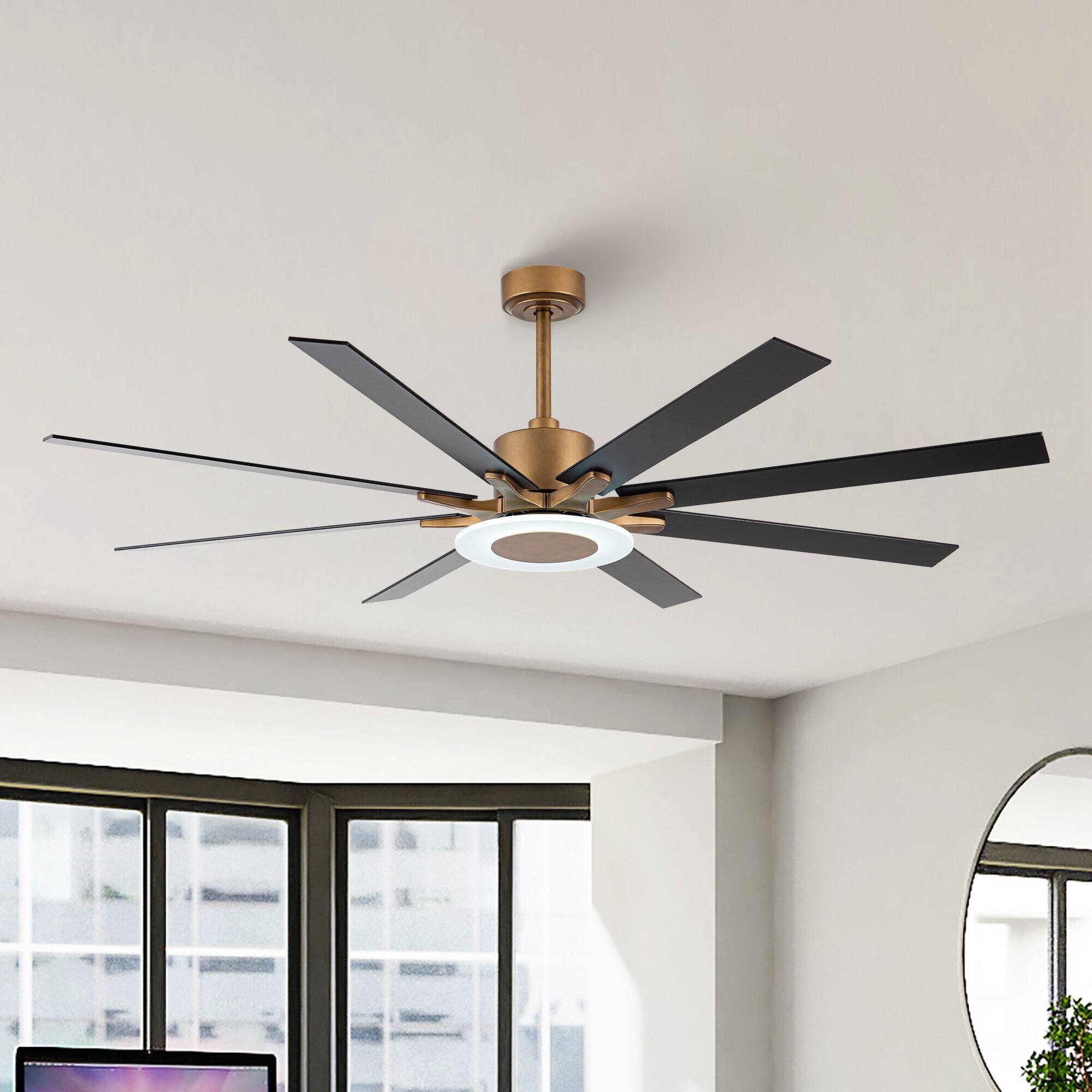 Angle. Parrot Uncle - 65" Indoor Ceiling Fan with Remote and Reversible DC Motor - Antique Gold.
