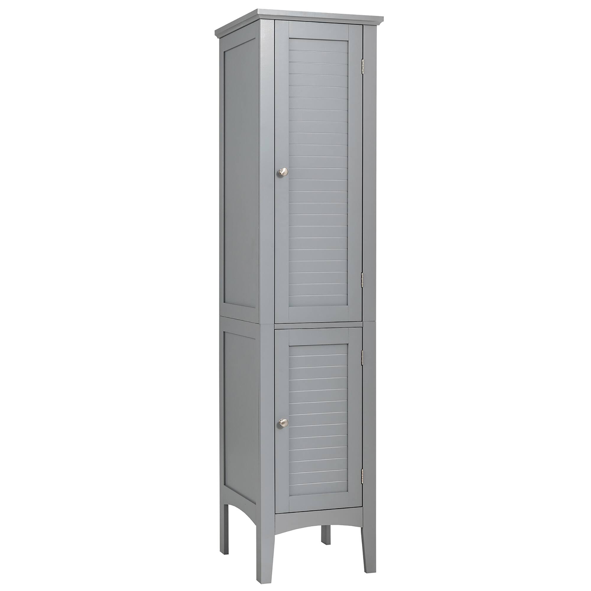 Costway - Freestanding Bathroom Storage Cabinet Linen Tower Kitchen Living Room - Gray