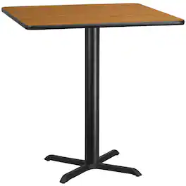 Emma + Oliver - 42" Square Laminate Table Top with 33"x33" Bar Height Table Base - Natural