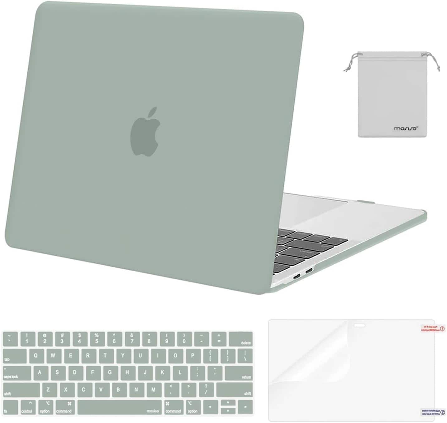 "mosiso - MacBook Pro 13"" hard shell case with keyboard skins, screen protector and storage bag - Antique Green" price history on PriceWatchPro