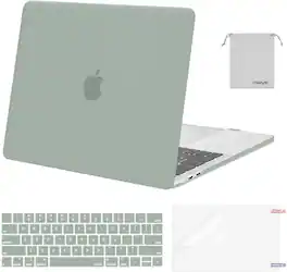 mosiso - MacBook Pro 13" hard shell case with keyboard skins, screen protector and storage bag - Antique Green