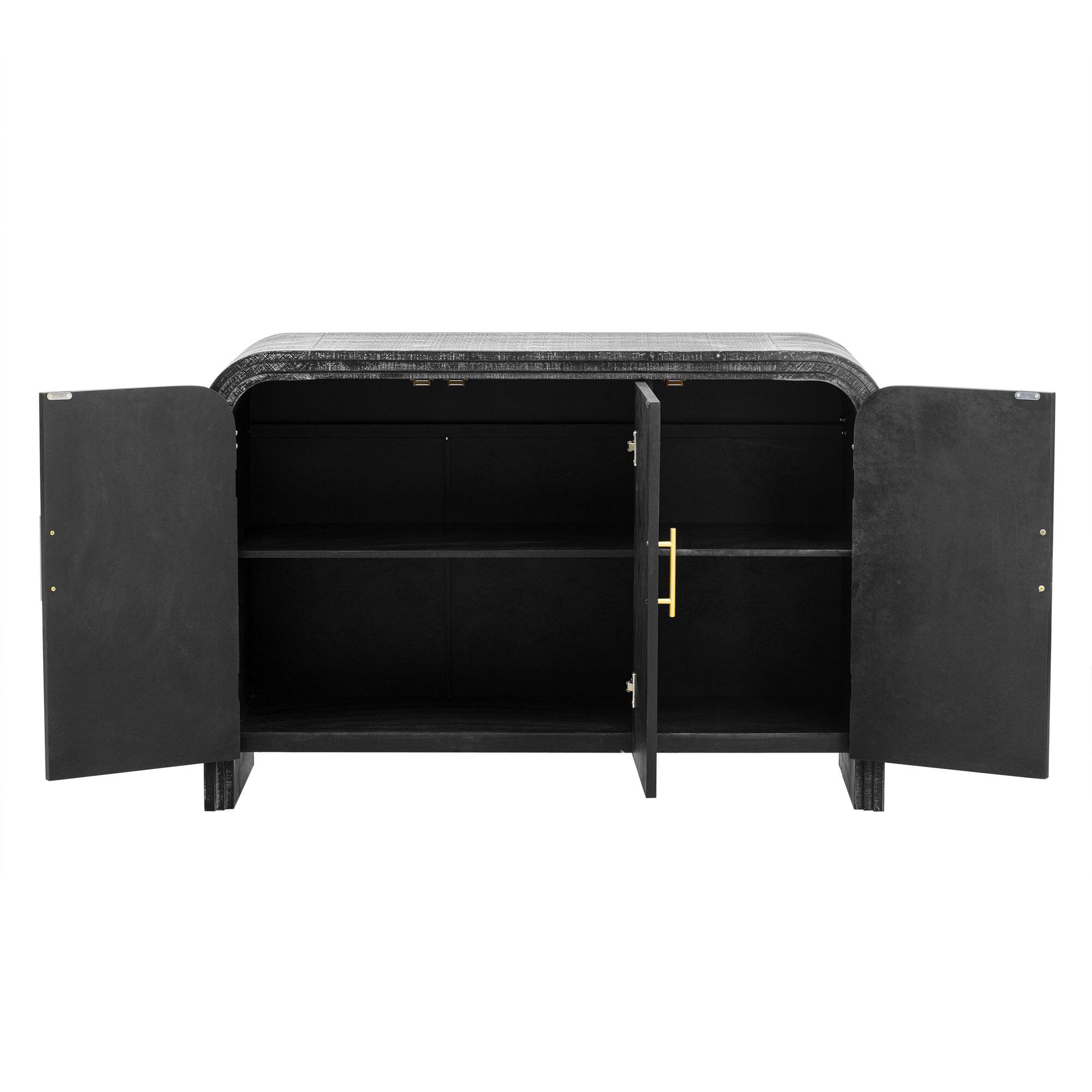 Alt View 6. Bestier - Bestier Buffet Sideboard Cabinet with Storage, Black Modern Minimalist Curved Sideboard for Living and Dining Room - Black.