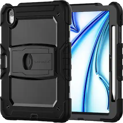 Front. SaharaCase - Raider Series Heavy-Duty Case for Apple iPad Air 13" M3/M2 - Scorpion Black.