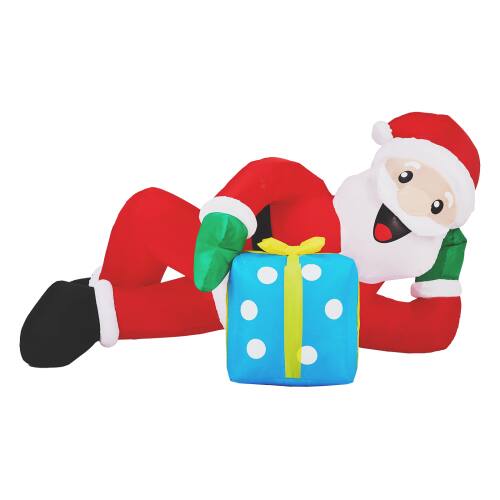 Winado - 7FT Christmas Santa Lying on Floor with Built-in LED Lights Inflatable for Outdoor Air Blown Holiday Party Decoration - Multicolor