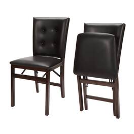 Stakmore - Parson's Upholstered Folding Chair, Espresso Frame with Espresso Bonded Leather (Set of 2) - Espresso Finish