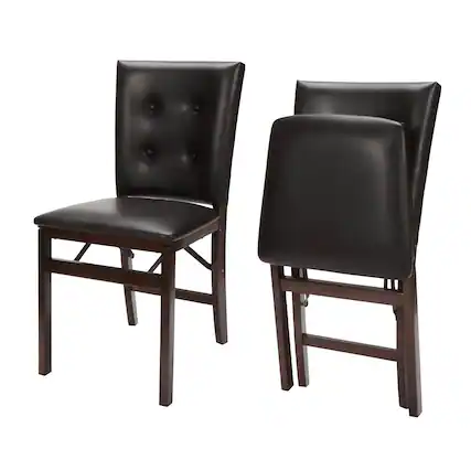 Front. Stakmore - Stakmore Parson's Upholstered Folding Chair, Espresso Frame with Espresso Bonded Leather (Set of 2) - Espresso Finish.