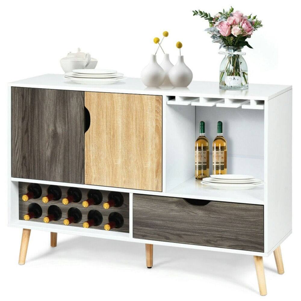 Alt View 2. Pefilos - Mid-Century Buffet Sideboard, Wooden Storage Cabinet, Cabinet for Indoor, Cabinet for Indoor, Gray - Gray.