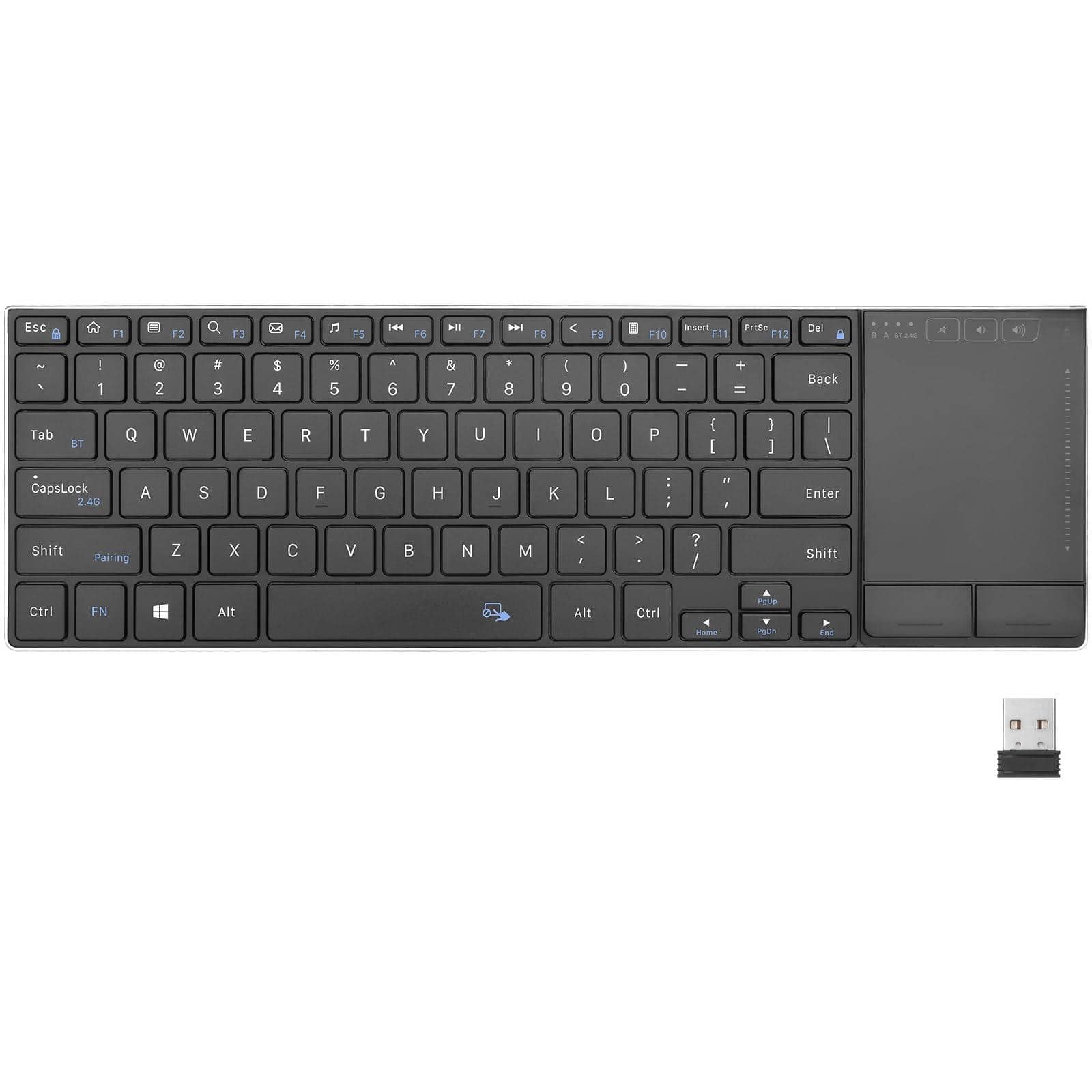 Cedar Assembly - Wireless Keyboardbt 5.1 Aluminium Alloy Portable With Touchpad For Computer Pc Tablet Ipad Android Tv Box - K22S-Black