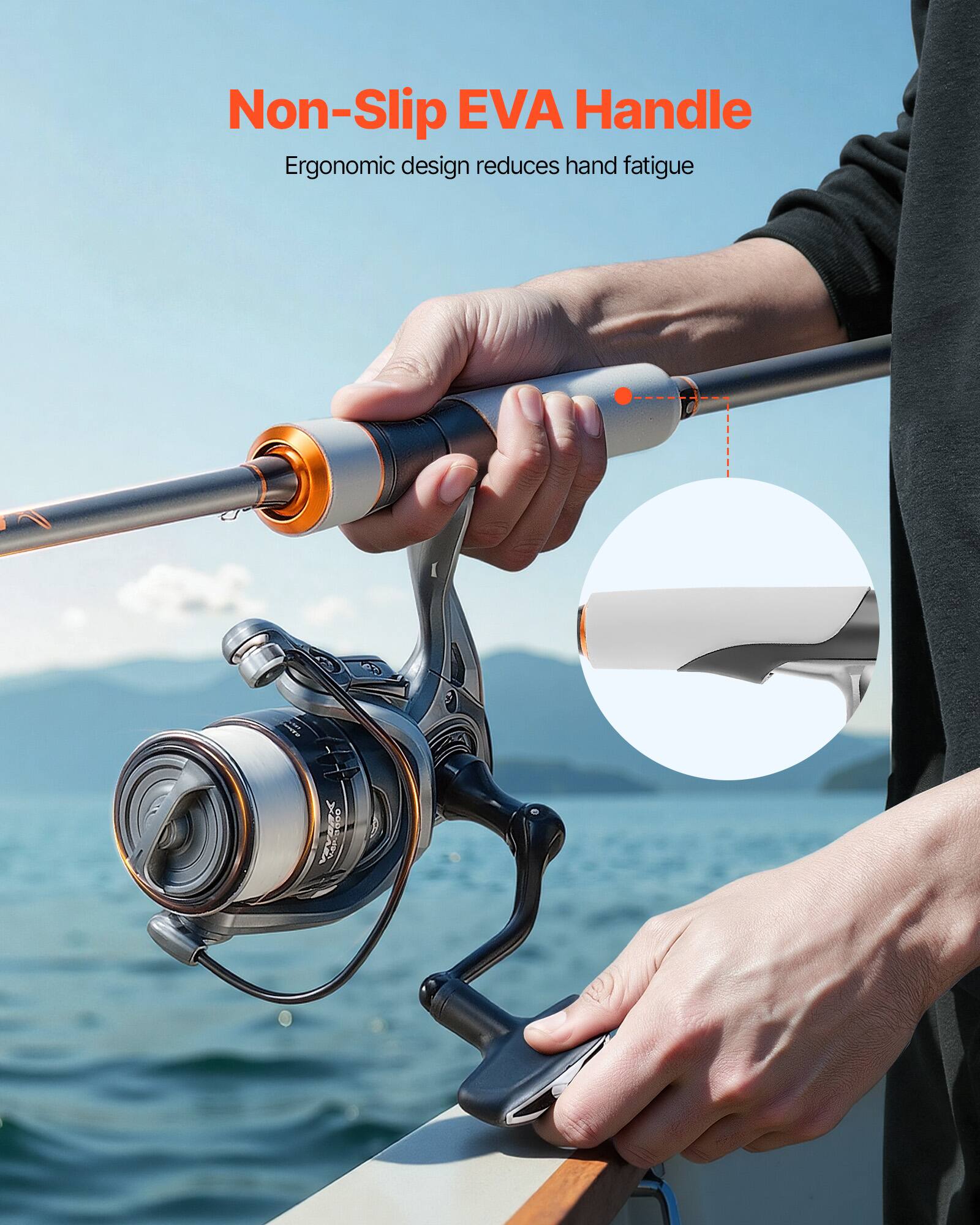 Non-Slip EVA Handle  
Ergonomic design reduces hand fatigue