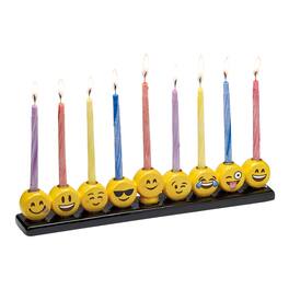 Rite Lite - 10.75" and Black Emoticon Hand Painted Hanukkah Menorah - Yellow