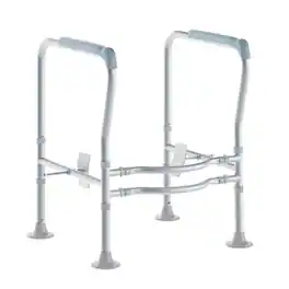 Emma + Oliver - Ramsey Toilet Safety Rail for the Elderly with Height Adjustable Steel Frame, Padded Handles and Suction Cup Feet - Silver/Gray