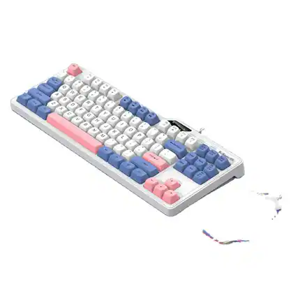 Front. Cluzine - 87-Key Mechanical Keyboard with PBT Ball Keycaps, Rainbow Backlit, Compact Gaming & Office Keyboard - black.