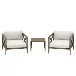 Modway - Northlake 3-Piece Outdoor Patio Teak Wood Furniture Set with 2 Armchairs and Side Table - Weathered Gray