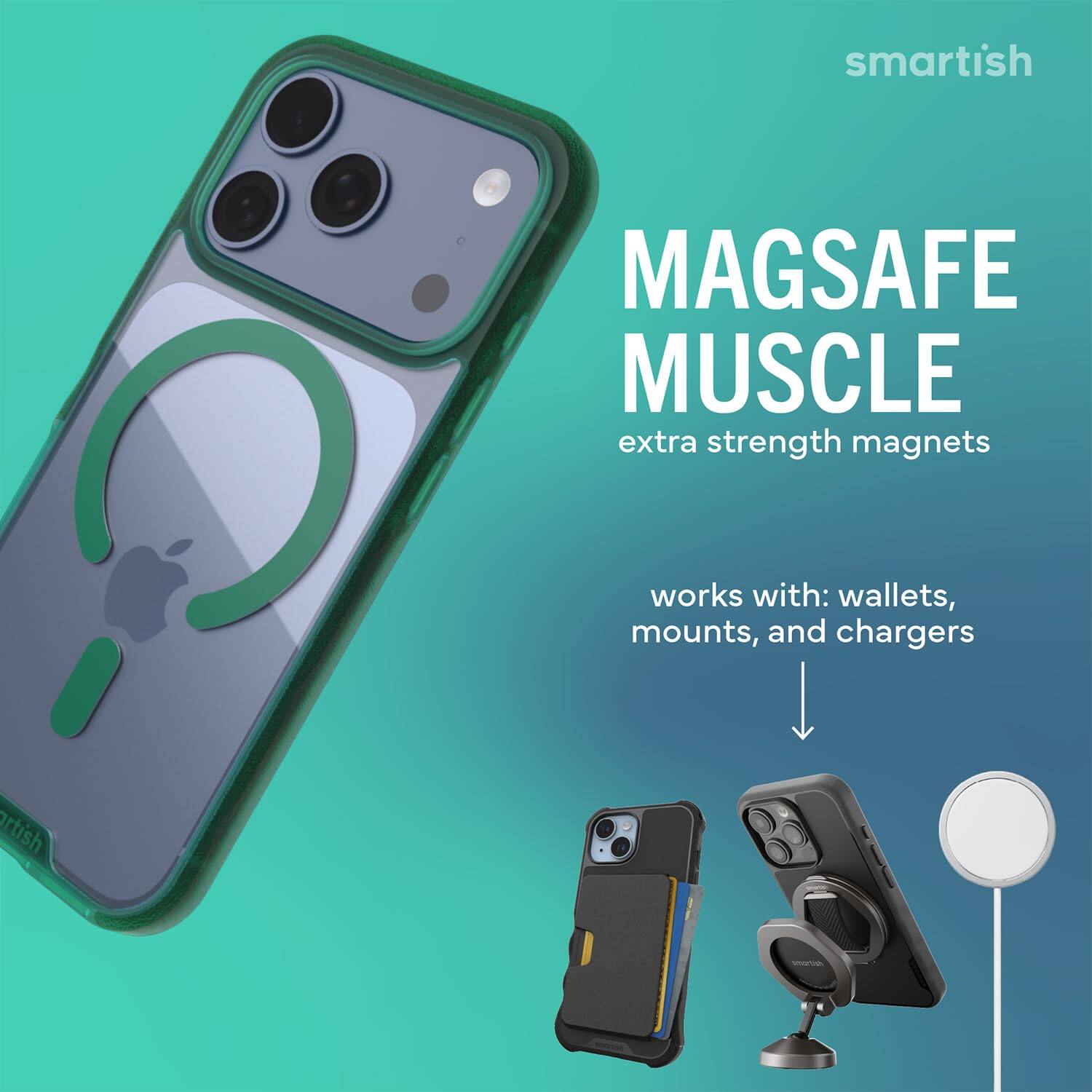 smartish  
MAGSAFE MUSCLE extra strength magnets  
works with: wallets, mounts, and chargers