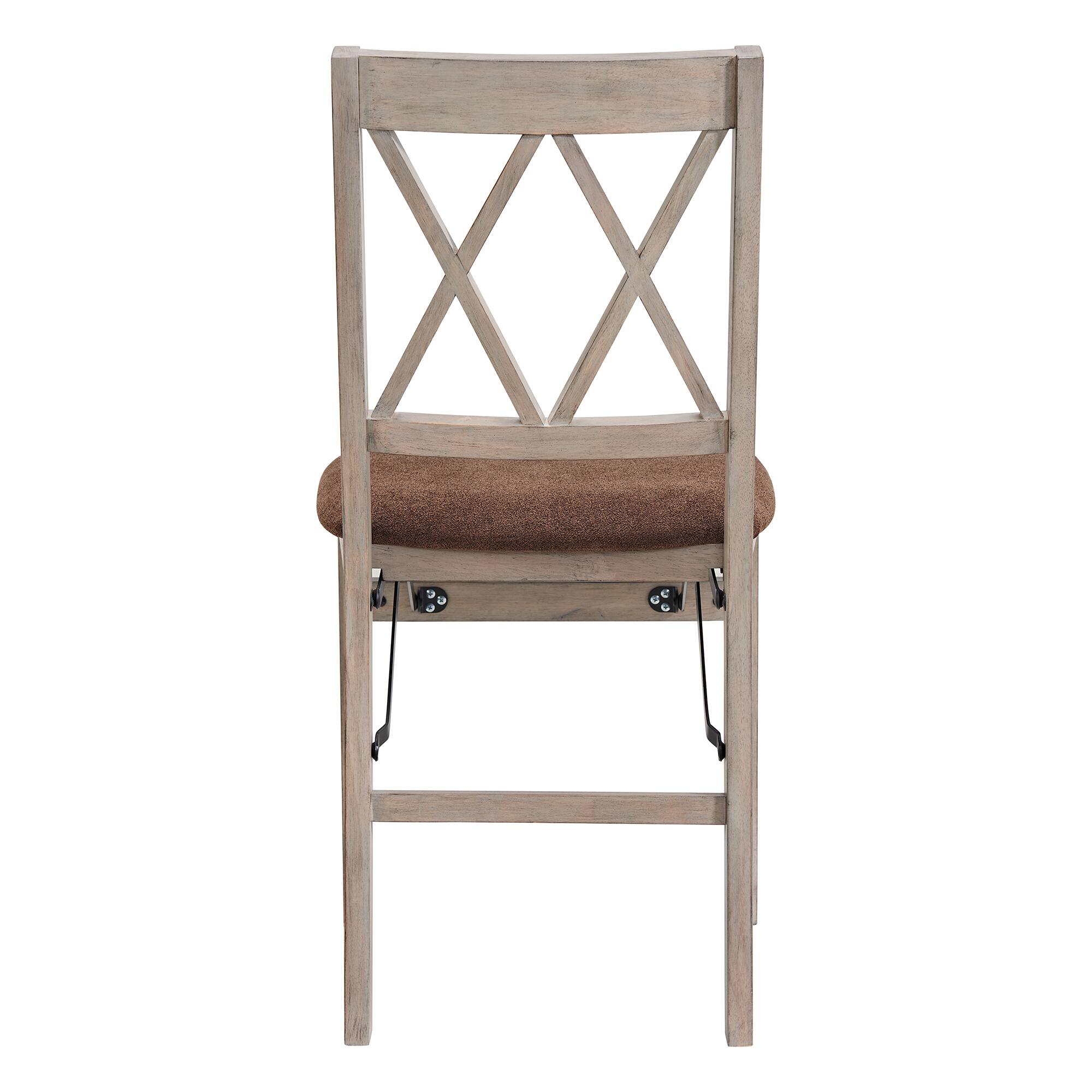 Back. Stakmore - Stakmore Double X-Back Folding Chair, Driftwood Frame with Bravado Aztec Fabric - Gray.