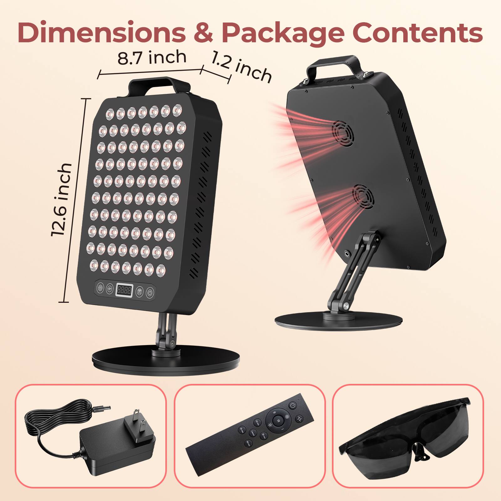 Dimensions & Package Contents

8.7 inch
1.2 inch
12.6 inch

Package Contents:
- Power Adapter
- Remote Control
- 3D Glasses