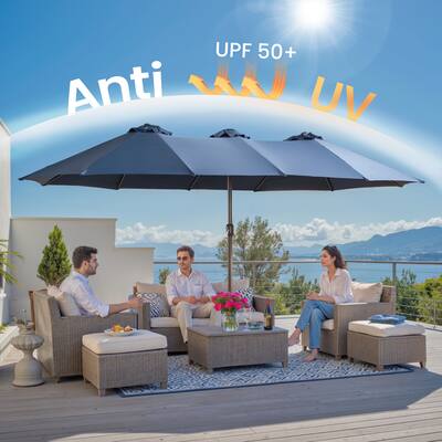 7 ft rectangular patio umbrella pacific blue on sale FiberBuilt Umbrellas Umbrella, 7.5 Foot Canopy and White Pole : Everything Else 90lb Patio HDPE Plastic Free Standing Market Umbrella Base The Grande Round - Sunbrella