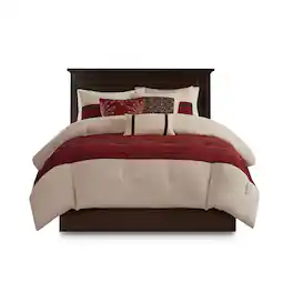 Gracie Mills - Bryony 7-Piece Microsuede Comforter Set - Red