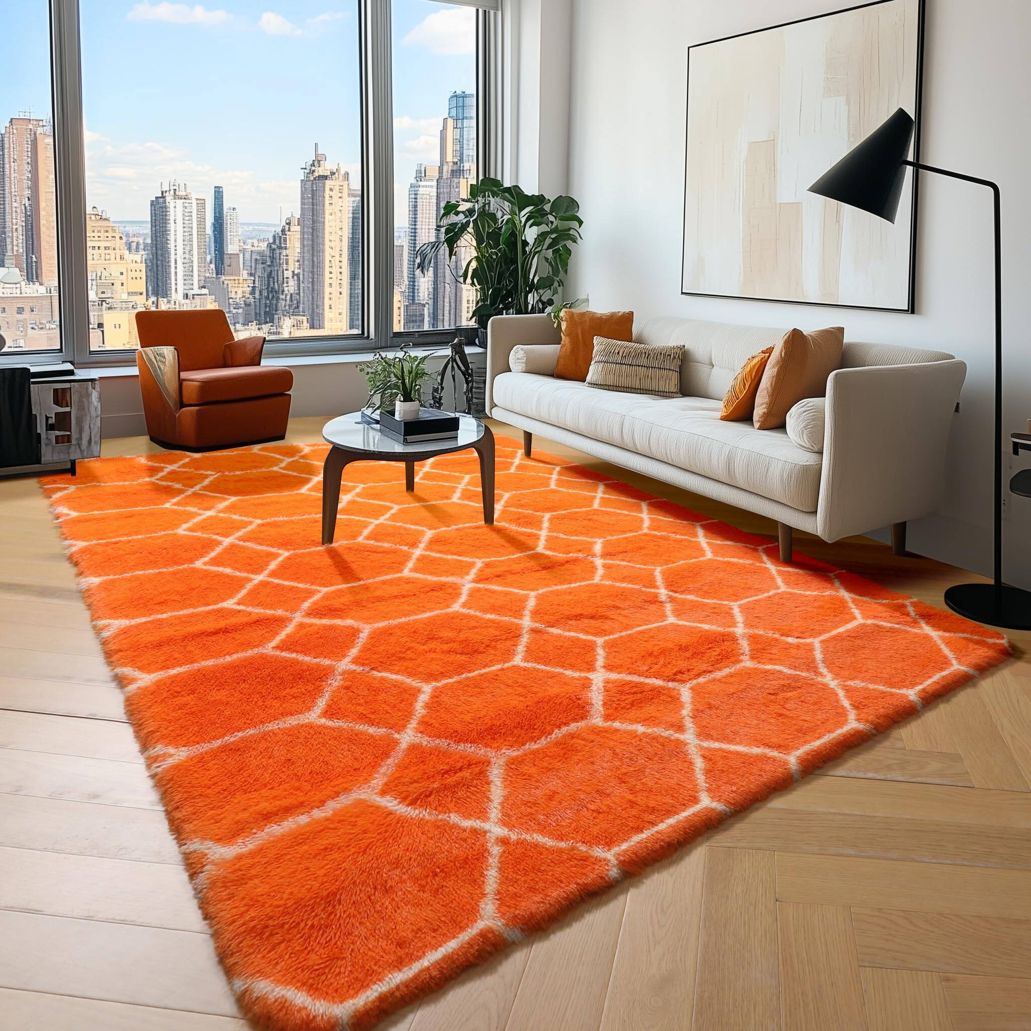 Orange / White 5' x 8' (Rectangular)