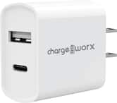 Chargeworx - Dual USB-A and USB-C Wall Charger, Fast Charging for iPhone 16/15, Samsung S24–S10, Note 20/10, Pixel, Moto & More - White