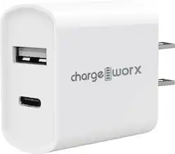 Chargeworx - Dual USB-A and USB-C Wall Charger, Fast Charging for iPhone 16/15, Samsung S24–S10, Note 20/10, Pixel, Moto & More - White - Front_Zoom