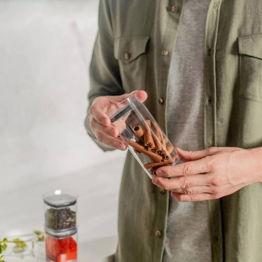 Alt View 4. OU - OU Airtight Food Storage Container 8pc (set of 4) Stackable Plastic Container with Leak Proof Lid - Clear.