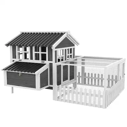 Front. Pawhut - Wooden Chicken Coop with Run for 1-2 Chickens.