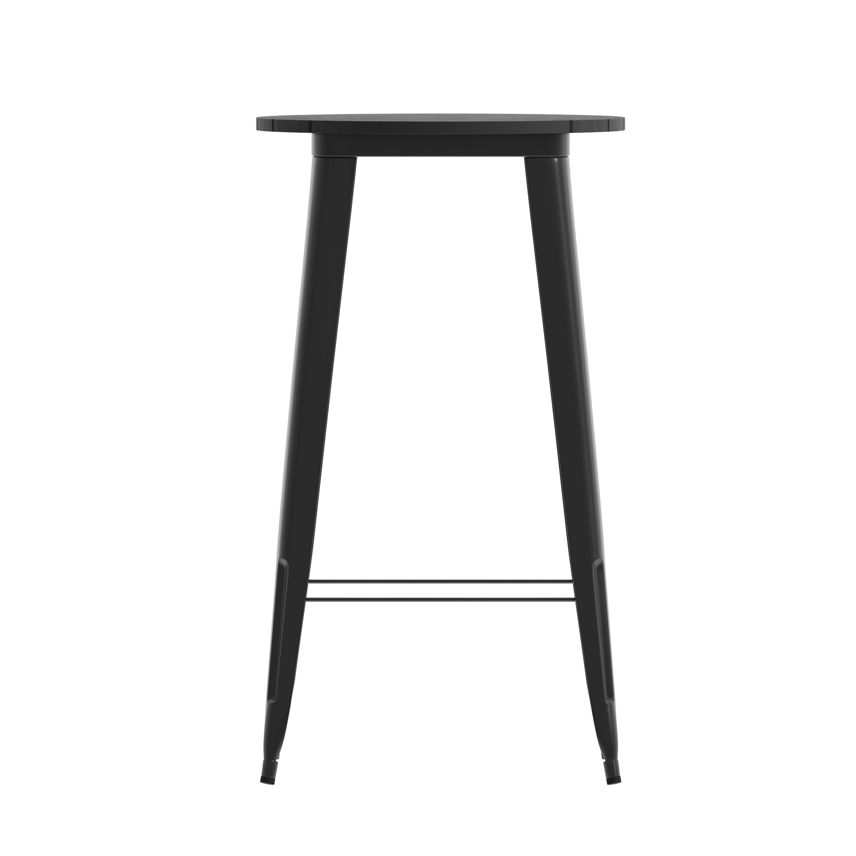 Alt View 8. Emma + Oliver - Drew Indoor/Outdoor Bar Top Table, 23.75" Round All Weather Poly Resin Top with Steel base - Black Top/Black Frame.