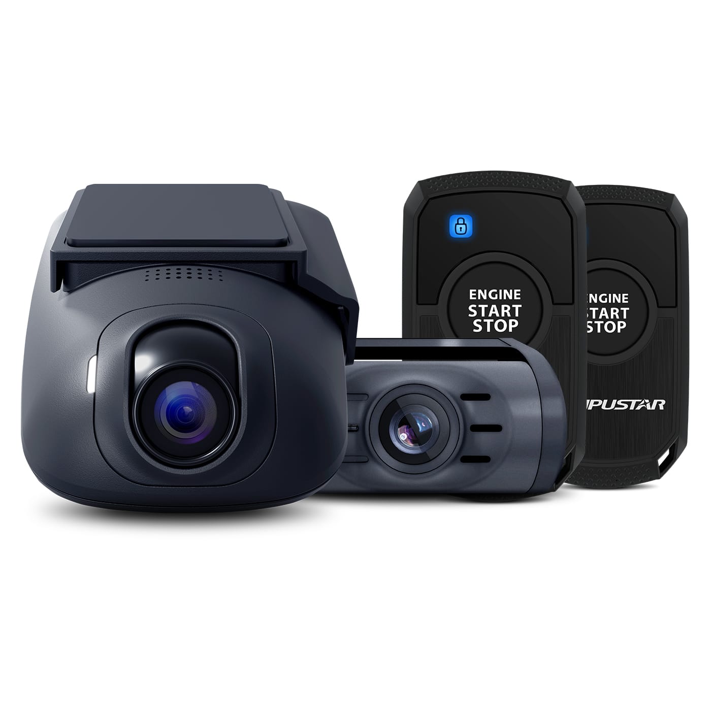 Compustar - DroneMobile XC-LTE Dash Cam and Rear Camera with 1-Way Remote Start Bundle - Installation Included - Black - Front_Zoom