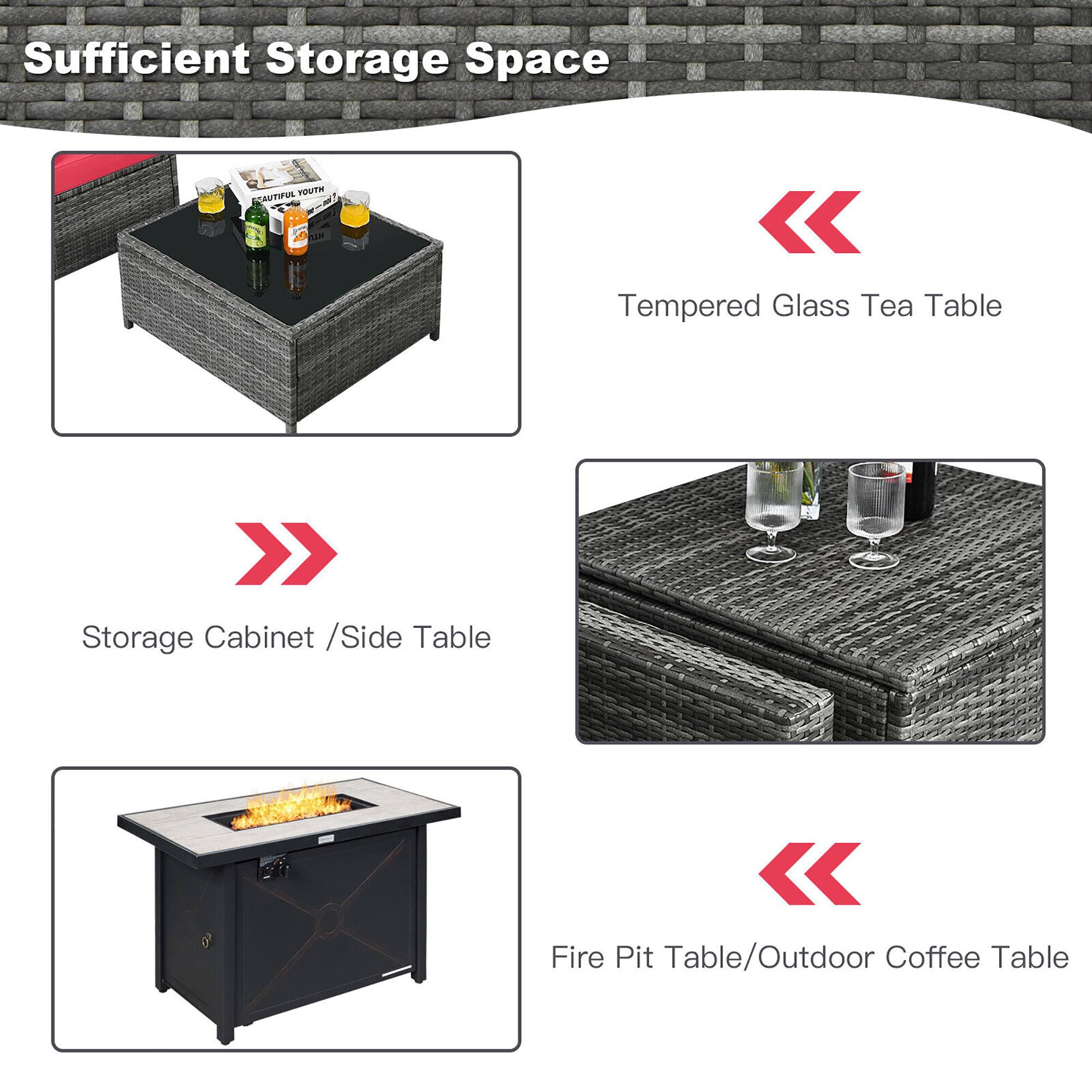 Sufficient Storage Space

Tempered Glass Tea Table

Storage Cabinet / Side Table

Fire Pit Table/Outdoor Coffee Table