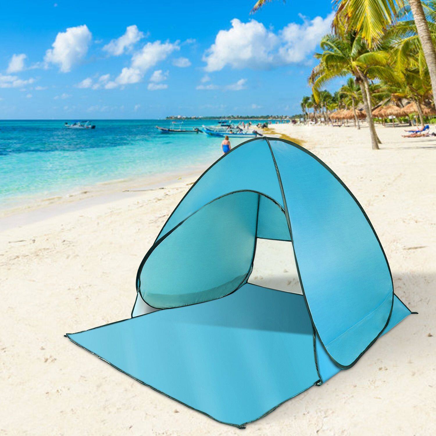 Angle. Loheer - Loheer Pop Up Beach Tent UV Protection Sun Shade Shelter Water Resistant Portable Canopy Green - Green.