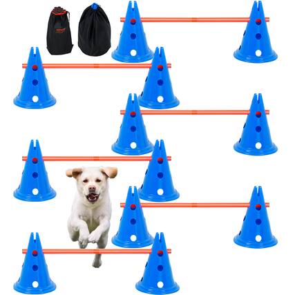 Front. VEVOR - Dog Agility Hurdle Cone Set, 6 PCS Kit-12 x Cones, 6 x Agility Rods, Agility Training Equipment - Blue,Orange.
