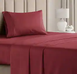 CGK Linens - Luxury Soft 4 Piece Solid Bed Sheet Set - Deep Pocket Fits 8"-16" Mattresses - Twin XL - Burgundy