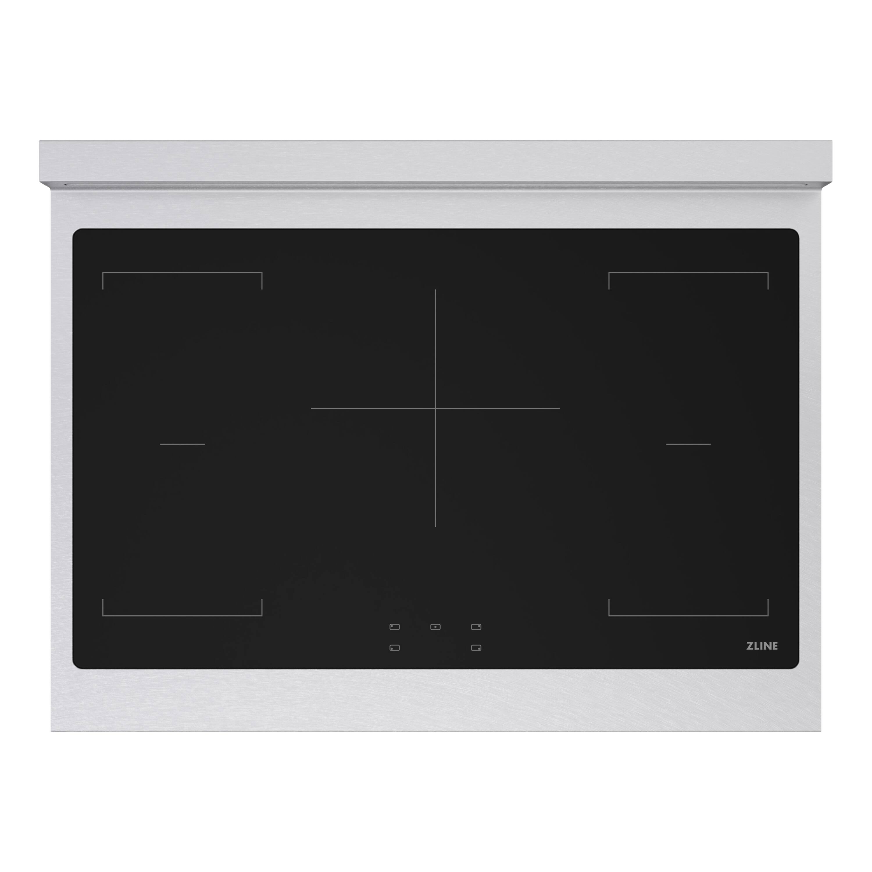 Alt View 6. ZLINE - Autograph 36 in. Paramount Built-in Induction Rangetop with 5 Element Cooktop in Satin Steel & Matte Black Accents - Satin Stainless Steel.