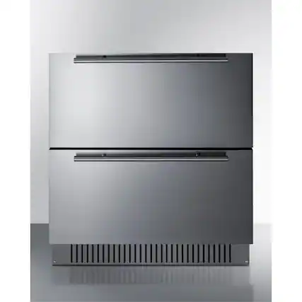 Front. SUMMIT - 30" wide built-in undercounter ADA height 2-drawer outdoor all-refrigerator - Steel.