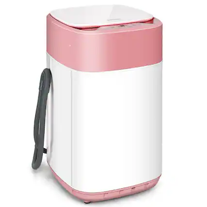 Front. Costway - 8 lb. Portable Fully Automatic Washing Machine with Drain Pump Pink - Pink and White.