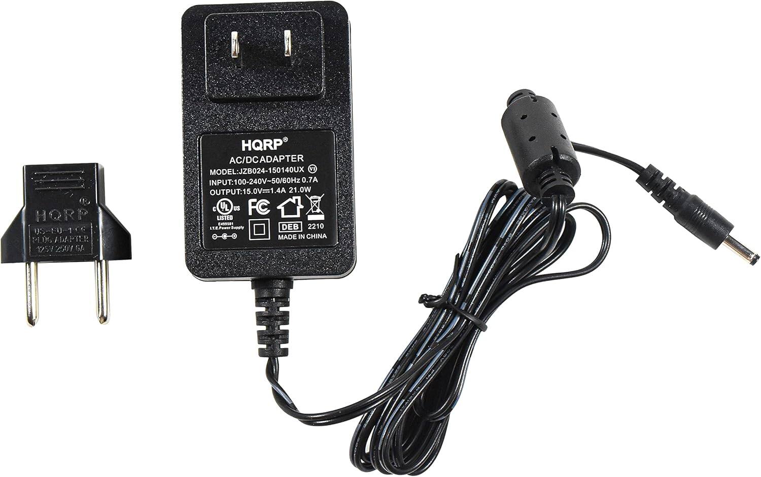 HORP US-E0-159 100 P PLOGADAP DG AbA APTER 125V 2501 GA HQRP AC/DC ADAPTER MODEL: JZB024-150140UX VI INPUT: 100-240V~50/60Hz 0.7A 0.7A OUTPUT: 15.0V==1.4A 21.0W C UL US FC LISTED S5 TE. Power Supply DEB 2210 MADE IN CHINA